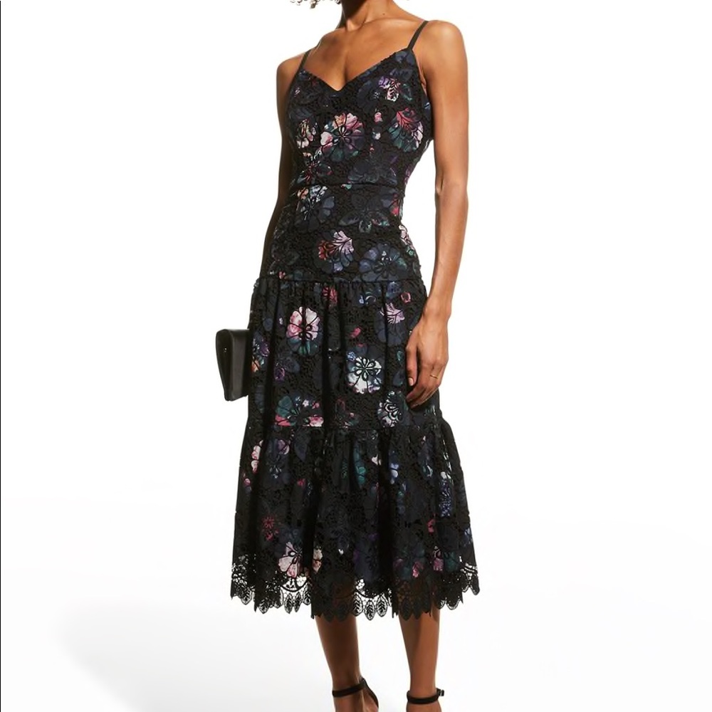 Marchesa Notte Floral-printed Lace Dress- Sz. 4